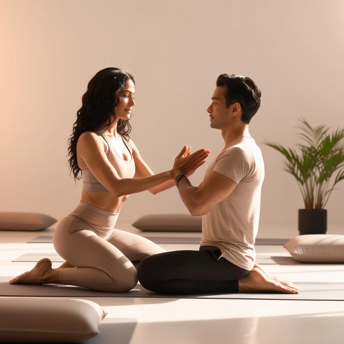 clase yoga mujer y hombre